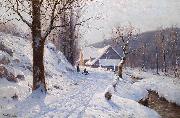 Walter Moras Rodeln an einem sonnigen Wintertag Germany oil painting artist